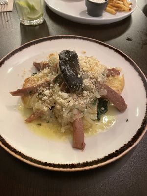 Octopus from mushroom and potatoes  at Kong - Food Made With Compassion in Lisbon