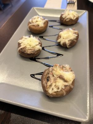 Mushrooms with vegan bacon and cheese starter - SO good  at Kong - Food Made With Compassion in Lisbon