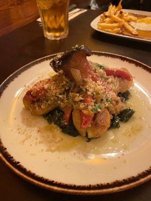 Happy octopus with spinach and potatoes at Kong - Food Made With Compassion in Lisbon