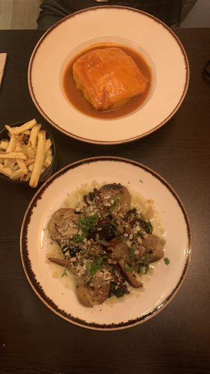 Sandwich and happy octopus (we did not eat the fries)  at Kong - Food Made With Compassion in Lisbon