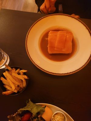 Grilled cheese with tomato soup and fries at Kong - Food Made With Compassion in Lisbon