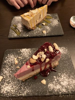 Vegan berry cheesecake and vegan mango cheesecake   at Kong - Food Made With Compassion in Lisbon