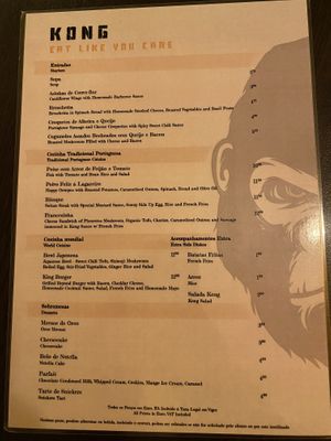 Food menu  at Kong - Food Made With Compassion in Lisbon