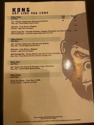Drink menu  at Kong - Food Made With Compassion in Lisbon