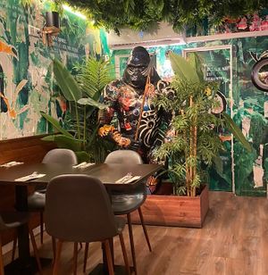 King Kong statue  at Kong - Food Made With Compassion in Lisbon