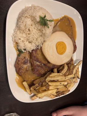 steak egg and chips  at Kong - Food Made With Compassion in Lisbon