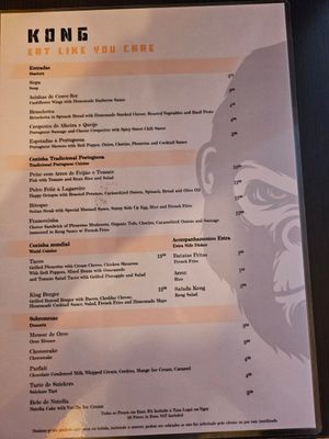 Menu March 23 at Kong - Food Made With Compassion in Lisbon