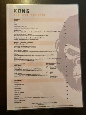 Main Menu at Kong - Food Made With Compassion in Lisbon