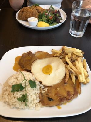 Seitan steak and “fish” dish  at Kong - Food Made With Compassion in Lisbon