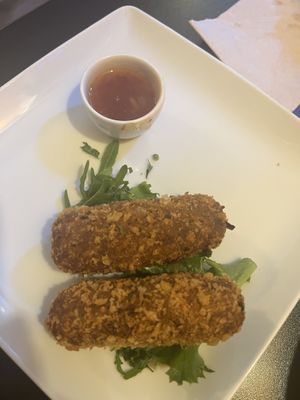 Portuguese croquettes (should be 3 I ate one before taking the photo 🤣)  at Kong - Food Made With Compassion in Lisbon