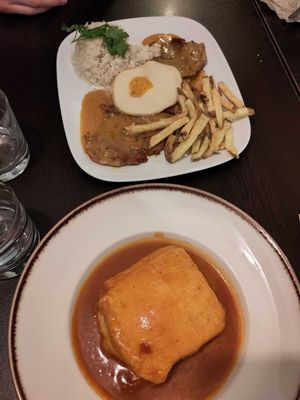 Francesinha and seitan steak dishes at Kong - Food Made With Compassion in Lisbon