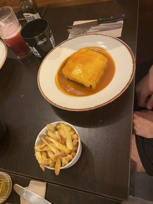 Francesinha and raspberry lemonade  at Kong - Food Made With Compassion in Lisbon