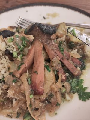 Happy octupus made of mushroom at Kong - Food Made With Compassion in Lisbon