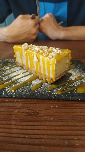 Mango cheesecake at Kong - Food Made With Compassion in Lisbon