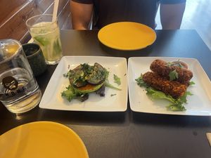 Bruschetta and croquettes  at Kong - Food Made With Compassion in Lisbon