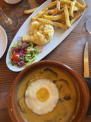 Seitan steak and egg  at Kong - Food Made With Compassion in Lisbon