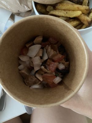 Octopus salad with bread  at Kong - Food Made With Compassion in Lisbon