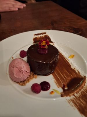 Vegan Chocolate Cake with Berry Sorbet at Kong - Food Made With Compassion in Lisbon