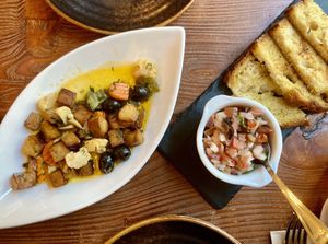 Left: Pica Pau, Right: Octopus Salad  at Kong - Food Made With Compassion in Lisbon