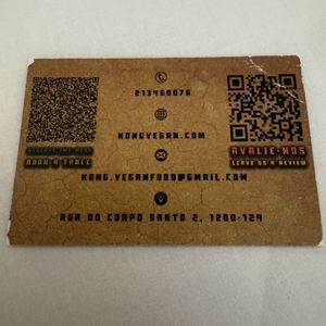 Back of card  #Veganuary at Kong - Food Made With Compassion in Lisbon