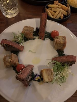 Amazing dish - Mediterranean salmon. Would go back for this.  at Kong - Food Made With Compassion in Lisbon