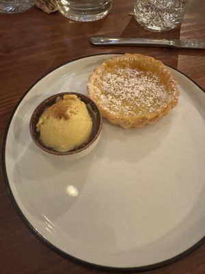 Pastel de nata inspired dessert. Warm pastry with pastel de nata ice cream. Sooo yum  at Kong - Food Made With Compassion in Lisbon