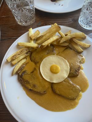 It may not look that appetising but it tasted amazing. The taste and texture of the fried egg yolk were exactly how I remember it before I became vegan   at Kong - Food Made With Compassion in Lisbon