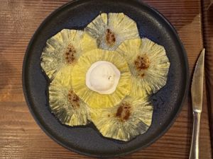 Pineapple carpaccio  at Kong - Food Made With Compassion in Lisbon