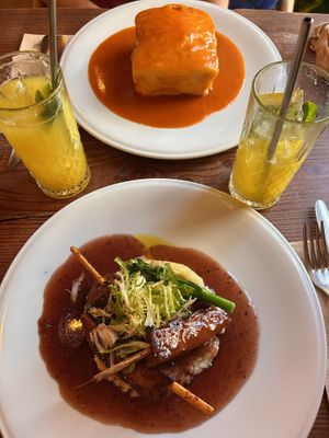 Francesinha (traditional portugal sandwich) & seitan “ribs"  at Kong - Food Made With Compassion in Lisbon