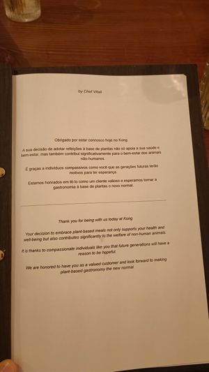 Carte at Kong - Food Made With Compassion in Lisbon