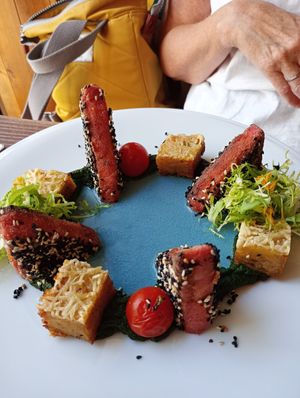 The "salmon" main course at Kong - Food Made With Compassion in Lisbon