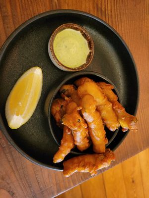 Fried vegan cuttlefish (mushroom) at Kong - Food Made With Compassion in Lisbon