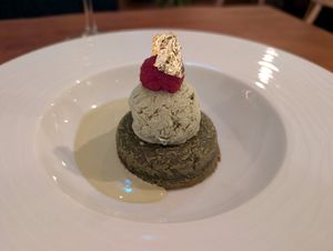 Pistachio dessert at Kong - Food Made With Compassion in Lisbon