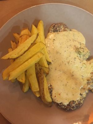 Seitan ‘steak’ with peppercorn sauce at Kong - Food Made With Compassion in Lisbon