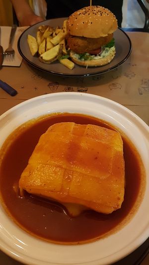 Francesinha and Queen Burger at Kong - Food Made With Compassion in Lisbon