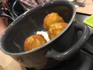 Fried spicy cheese balls at Kong - Food Made With Compassion in Lisbon