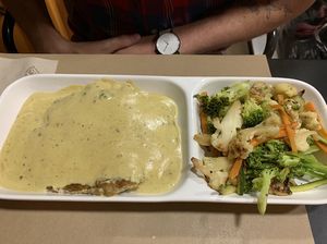 Setain steak with veggies and pepper sauce  at Kong - Food Made With Compassion in Lisbon