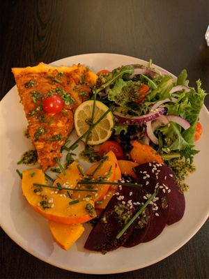 quiche with alheira, tofu, chorizo, cheese .... at Kong - Food Made With Compassion in Lisbon