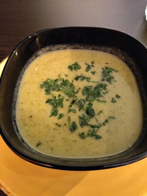 cauliflower soup and broccoli at Kong - Food Made With Compassion in Lisbon