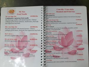 Menu at Thien Duyet in Nha Trang