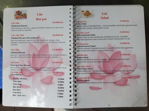 Menu at Thien Duyet in Nha Trang