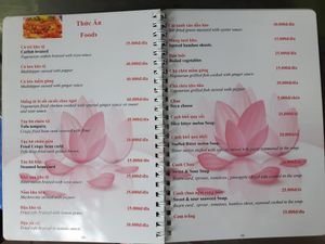Menu at Thien Duyet in Nha Trang