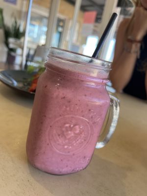 Mixed berry smoothie w/almond milk   at Shark Bay Cafe in Denham