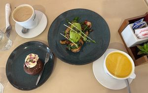 Vegan carrot cake and vegan brekkie  at Shark Bay Cafe in Denham