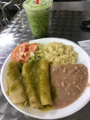 Green enchiladas with potato filling  at Mi Mercadito in Pomona