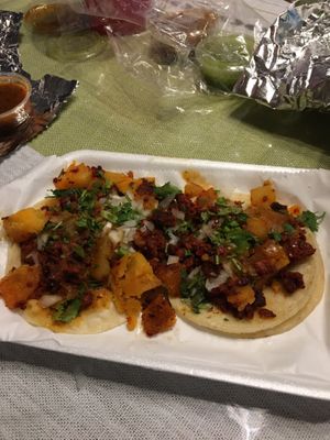 Papa y Chorizo Tacos  at Mi Mercadito in Pomona