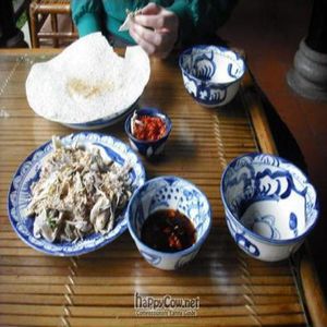 Jackfruit and sesame, yummy, but tastes bizarrely like chicken. at Lien Hoa in Hue