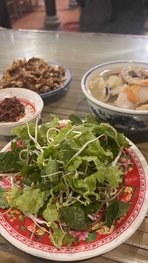 Pho and fried jackfuit  at Lien Hoa in Hue