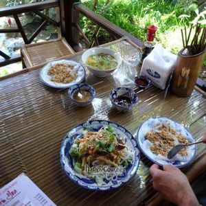 Bittermelon soup, cold noodle salad, mini rice flour pancake-ish things at Lien Hoa in Hue