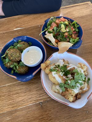 Falafel, cauliflower and fattoush at Khamsa in Erskineville